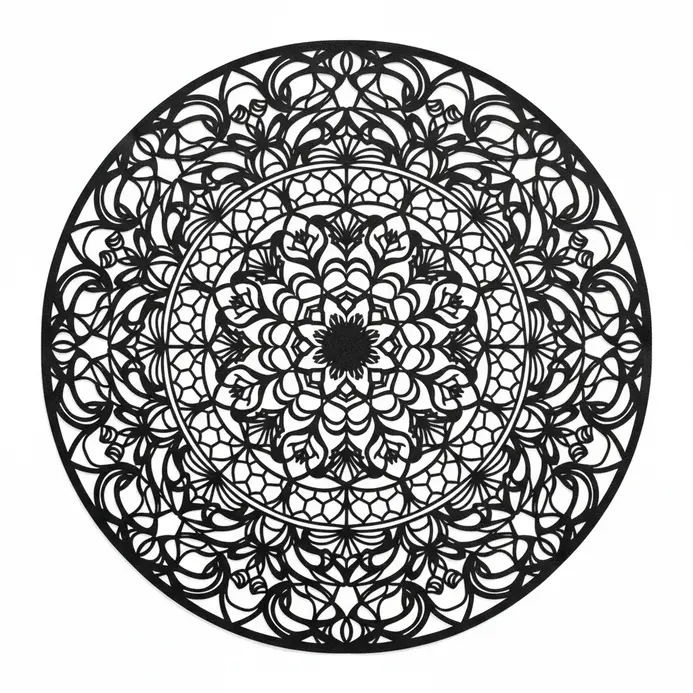 Intricate mandala paper cut with fine lines and extreme detail
