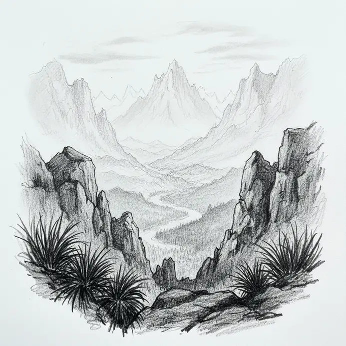 A landscape illusion where distant elements are lighter and less detailed