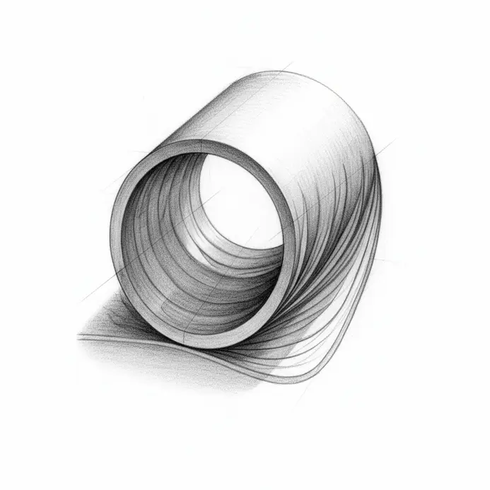 A pencil sketch where part of the object is distorted and part is in true perspective