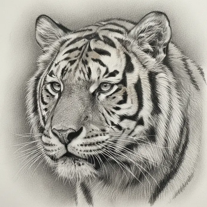 Lion portrait pencil drawing showing layered underpainting method for fur