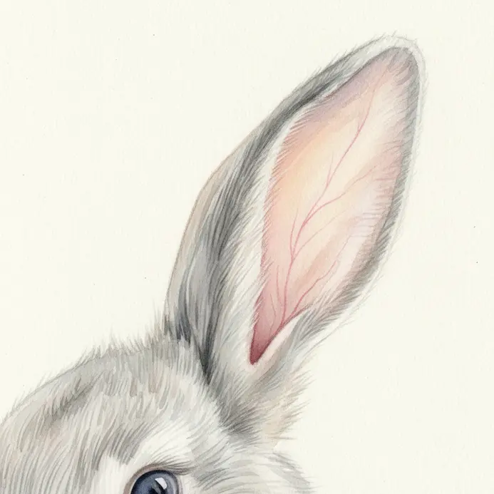 Realistic watercolor study of animal fur with soft directional texture and layered detail