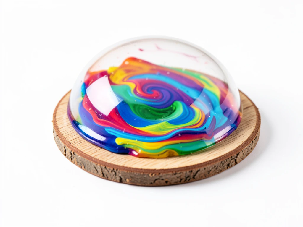Colorful pour painting coasters with epoxy resin gloss finish
