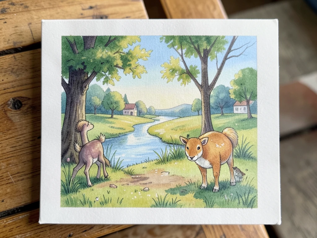 Tree painted on a small wood slice showing seasonal colors