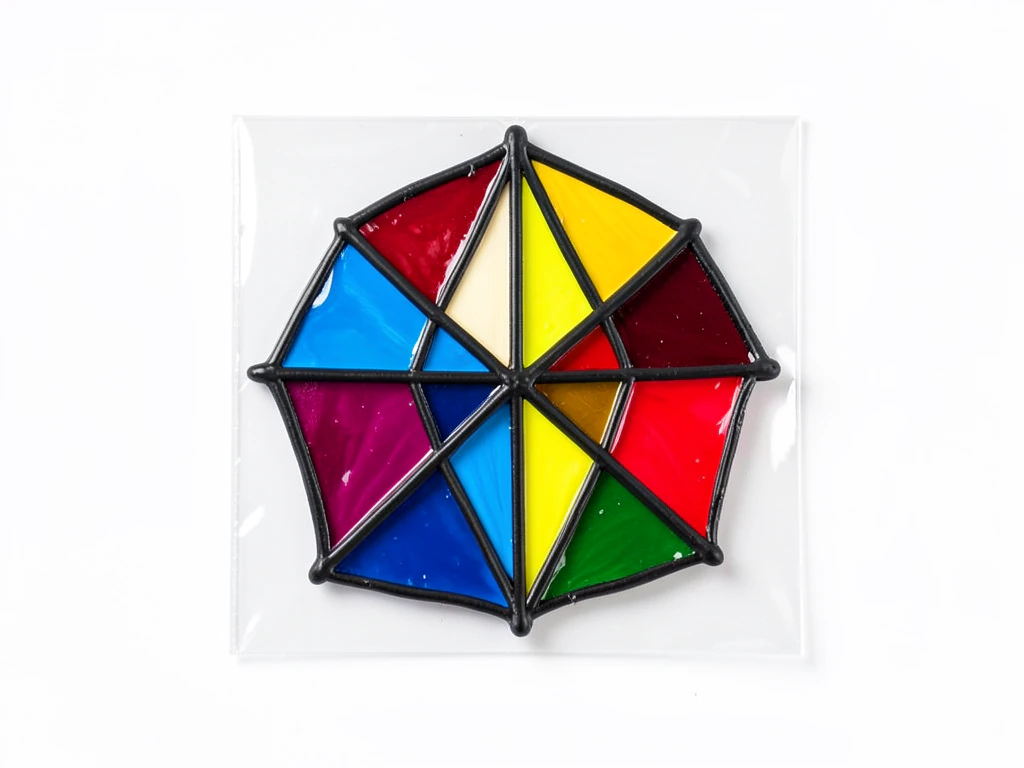 Faux stained glass painting with bold lines and bright colors on clear sheet