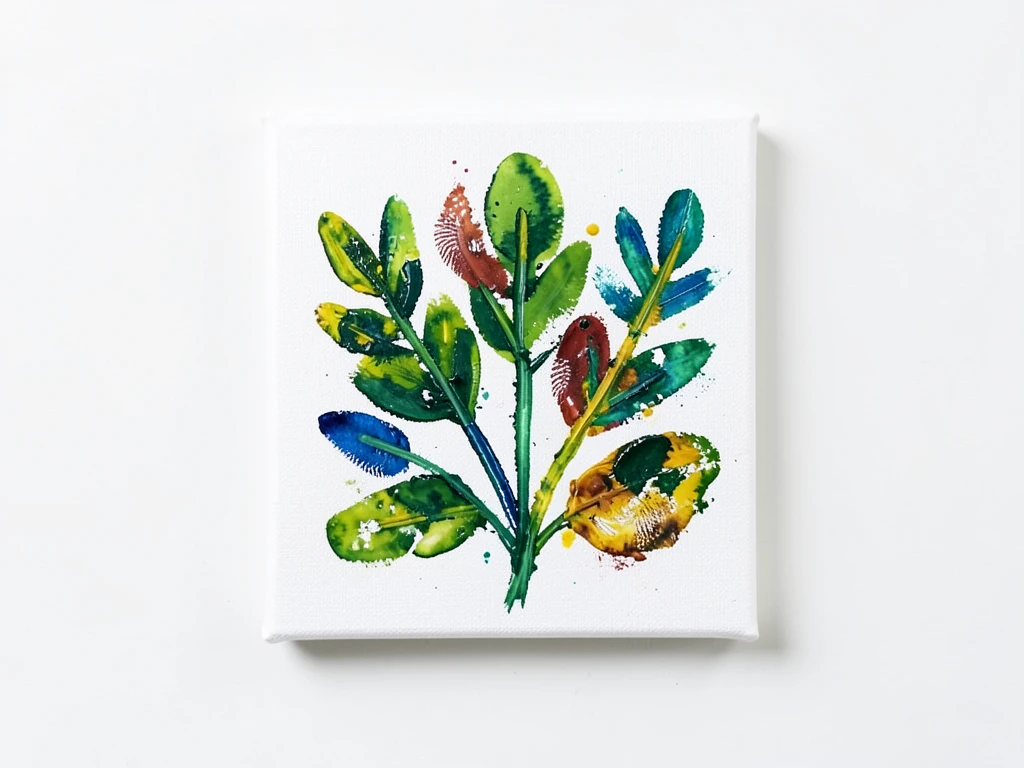 Abstract foliage created with finger painting using green and yellow acrylics