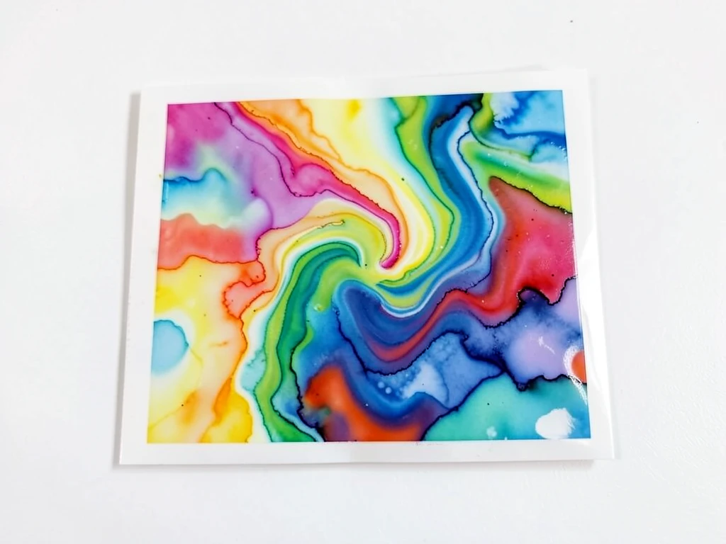 Alcohol ink marbling on Yupo paper showing organic blended patterns