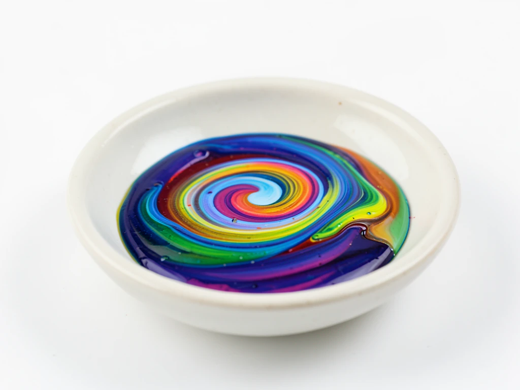 Small poured acrylic jewelry dish with swirling abstract colors