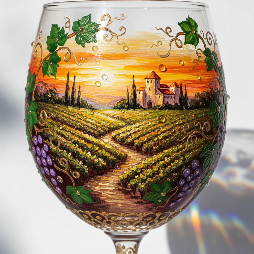 Artistic wine glass painting idea 22