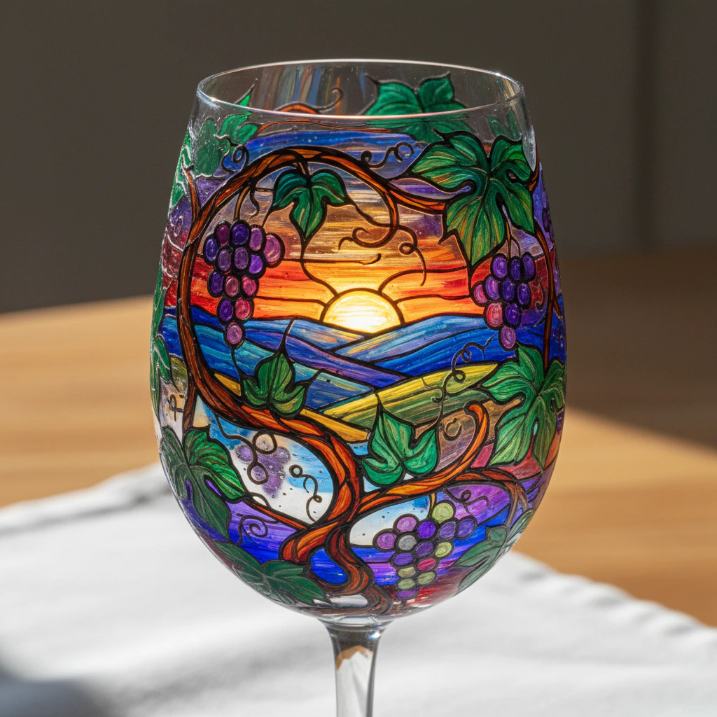 Artistic wine glass painting idea 24