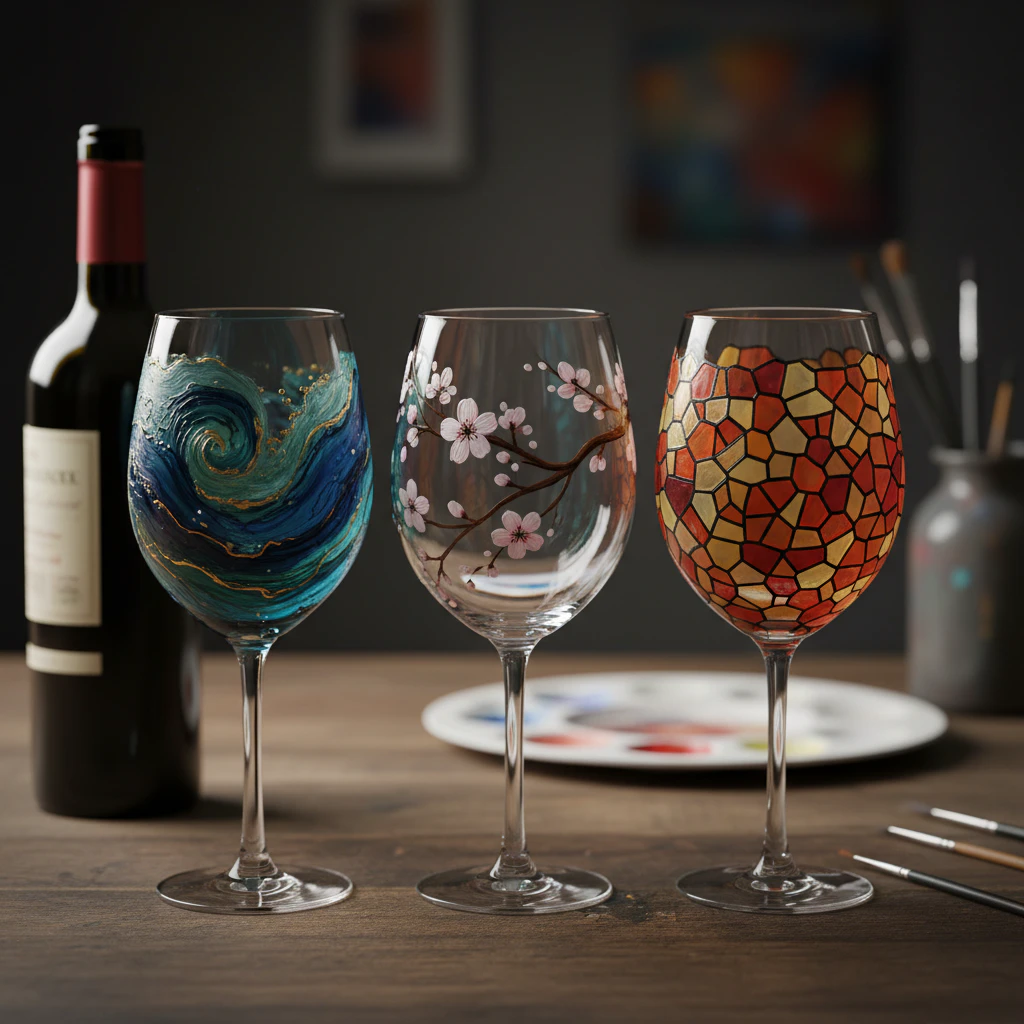 Artistic wine glass painting idea 26