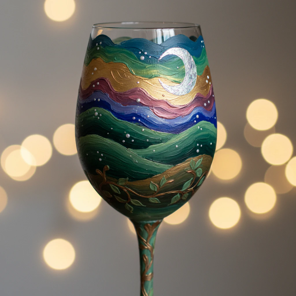 Artistic wine glass painting idea 27