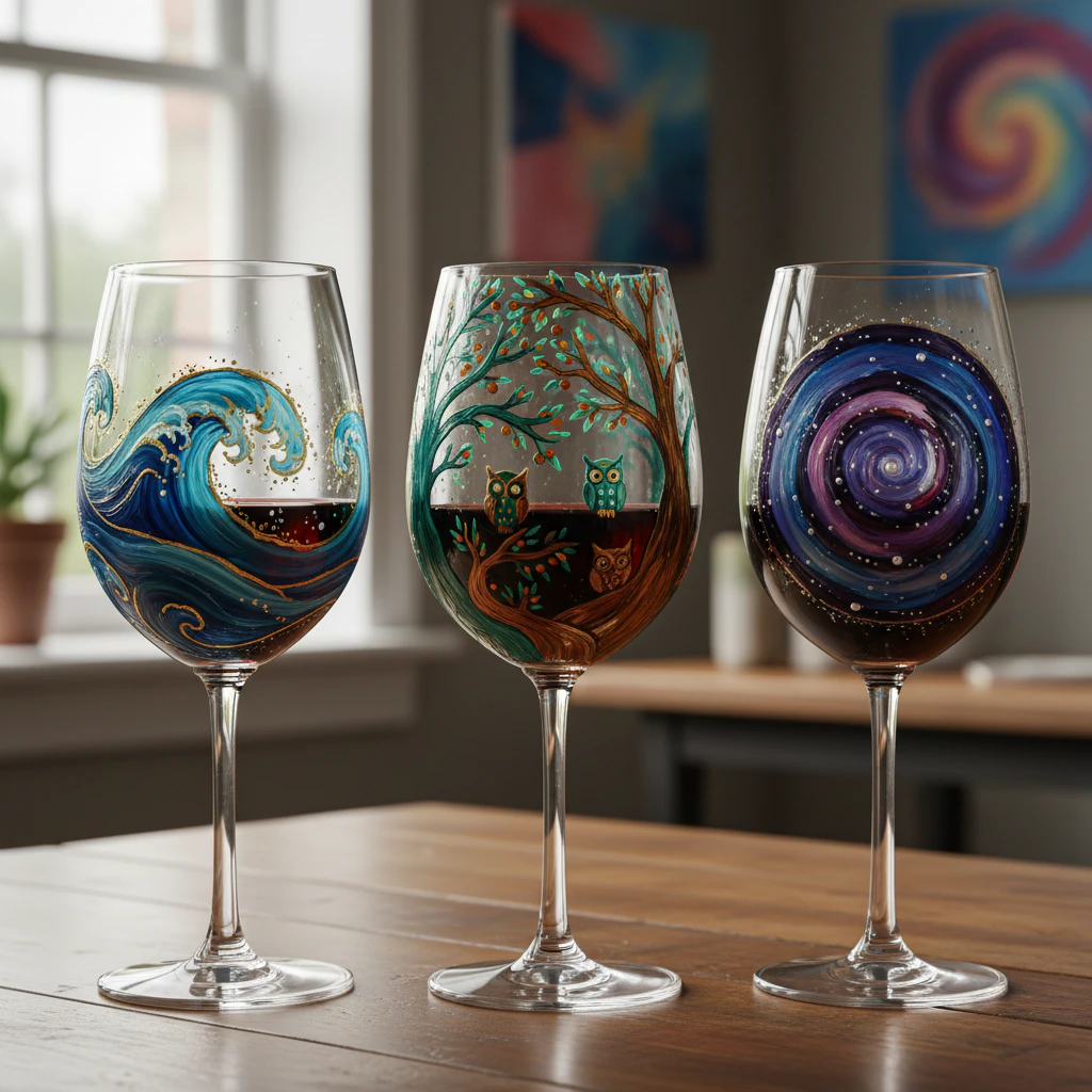 Artistic wine glass painting idea 47