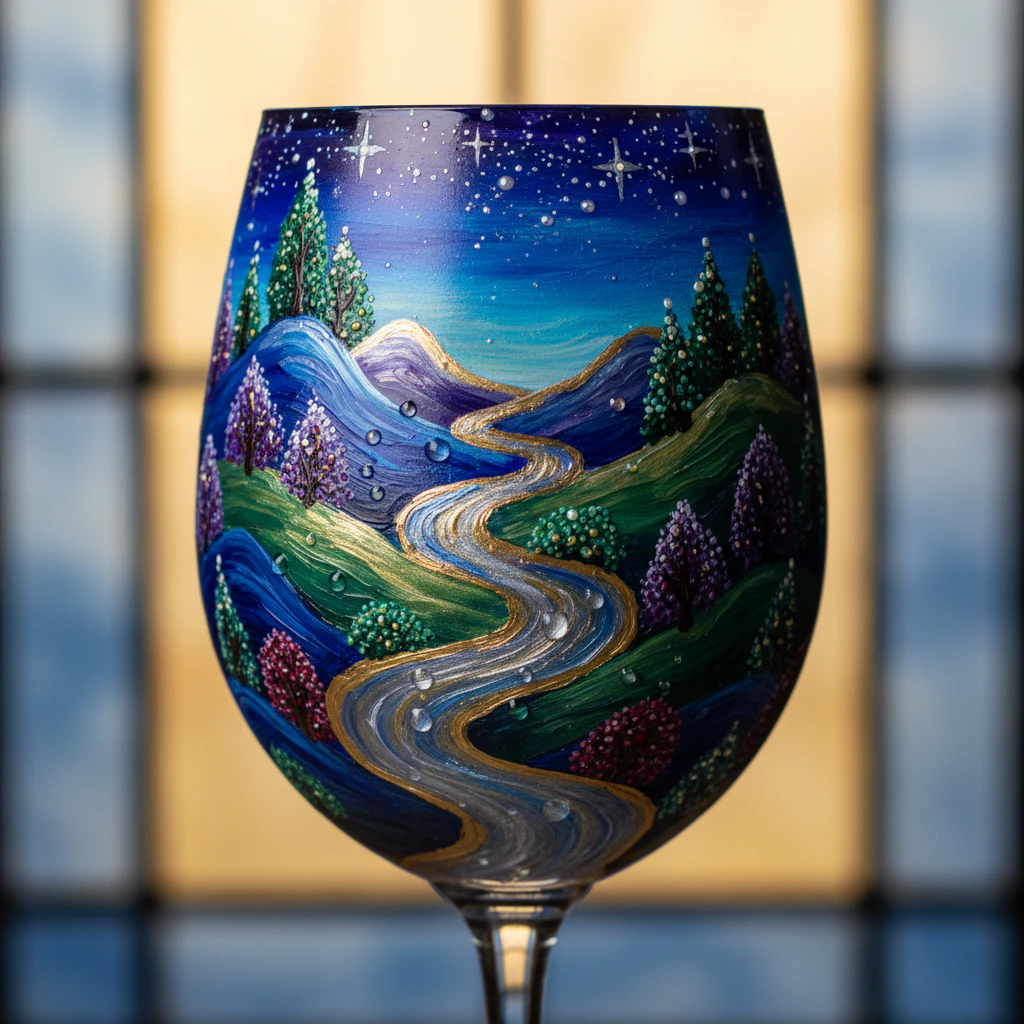 Artistic wine glass painting idea 51