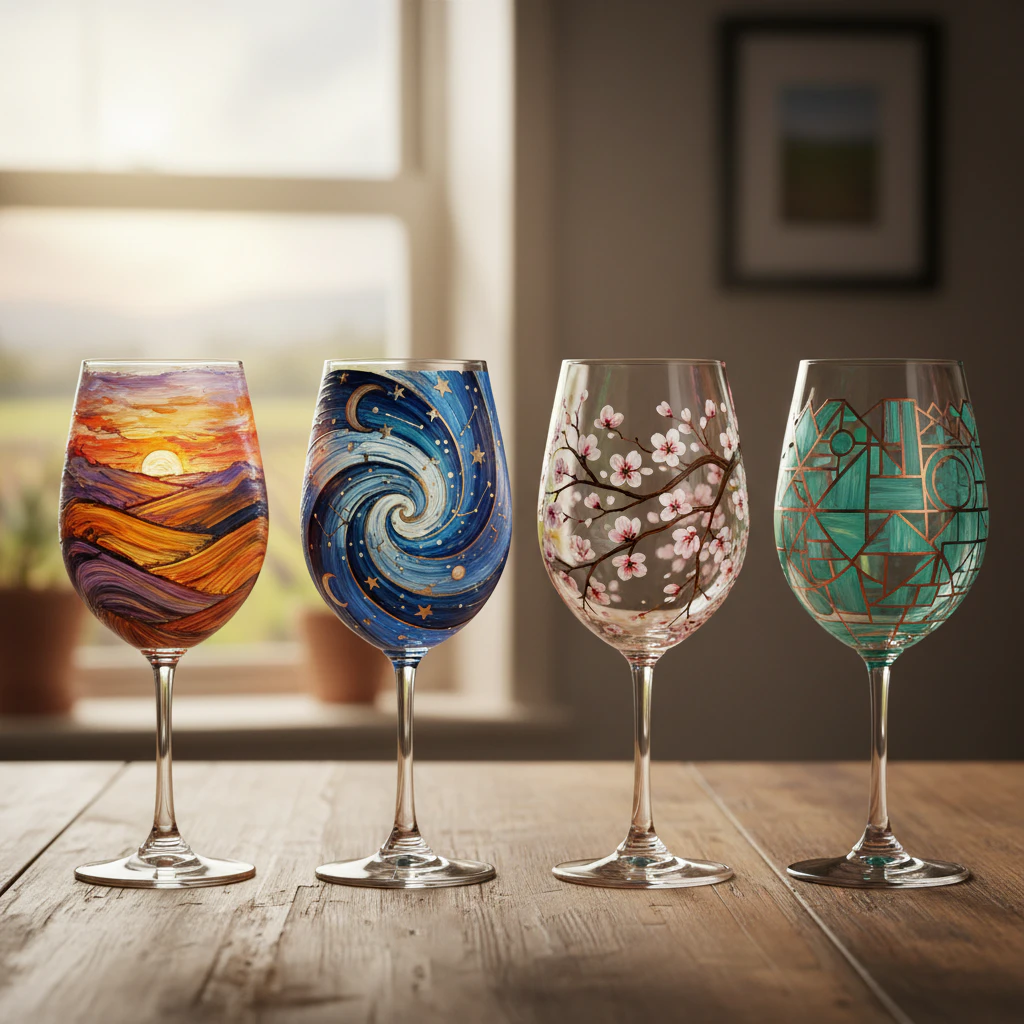 Artistic wine glass painting idea 53
