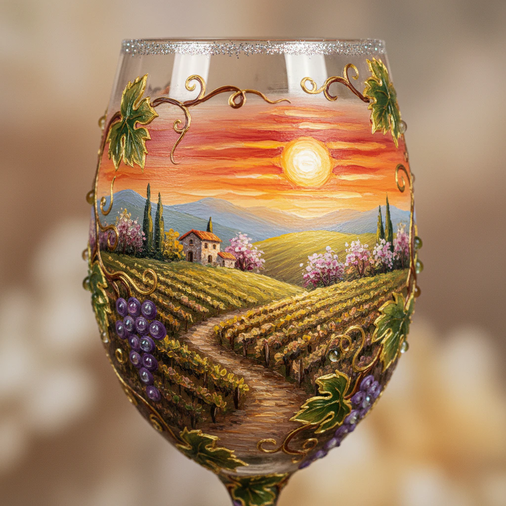 Artistic wine glass painting idea 63