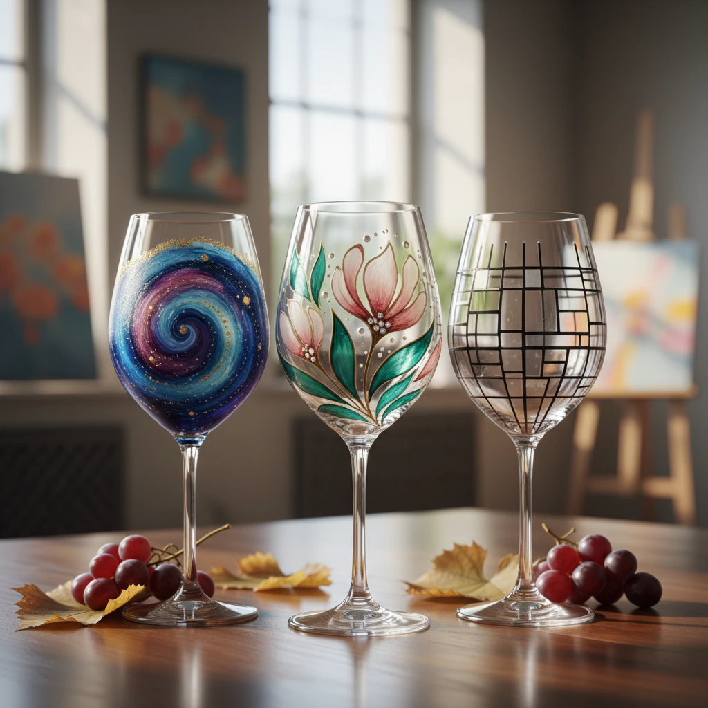 Artistic wine glass painting idea 71