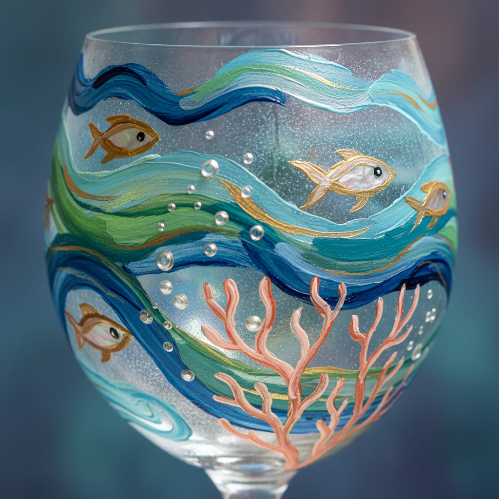 Artistic wine glass painting idea 73