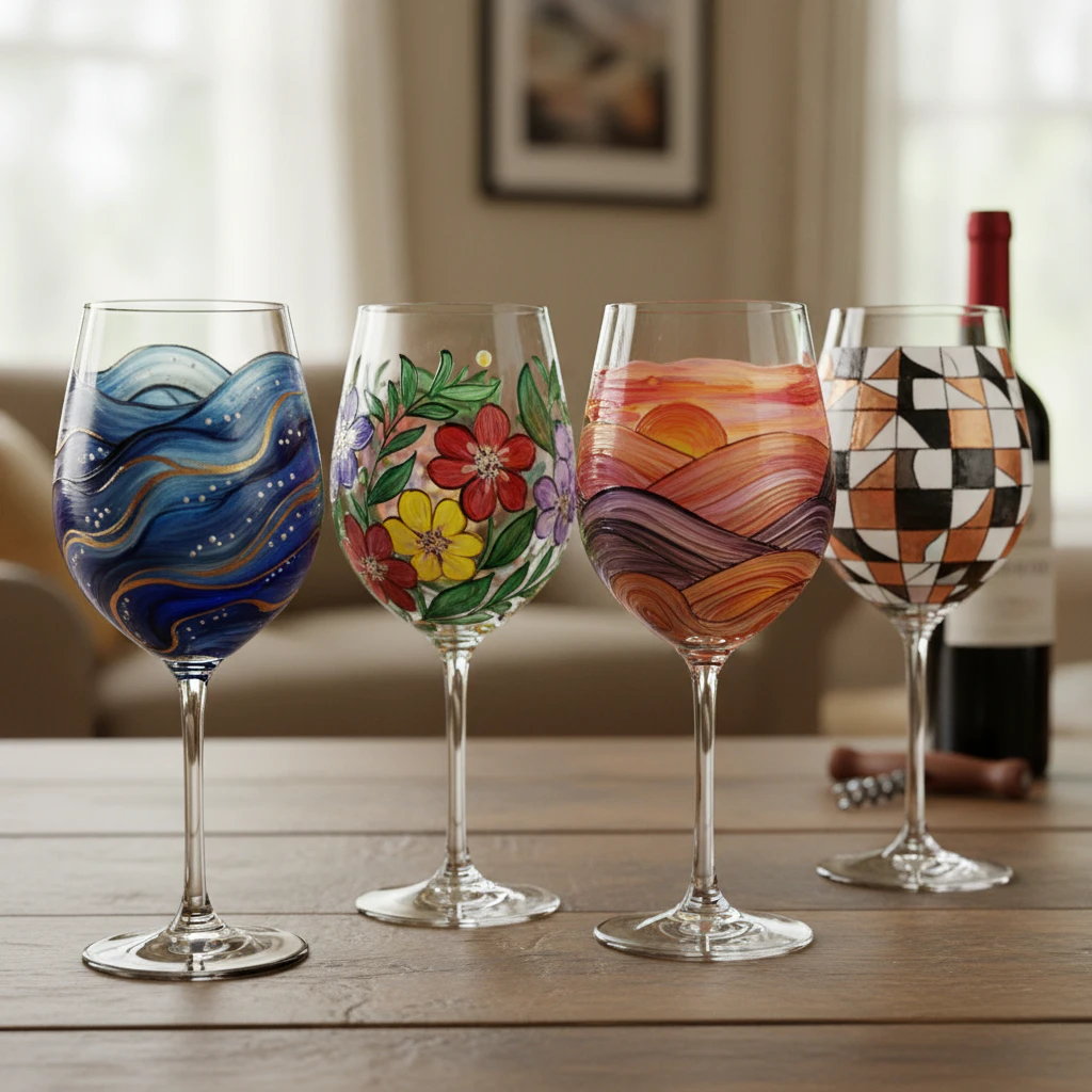 Artistic wine glass painting idea 74