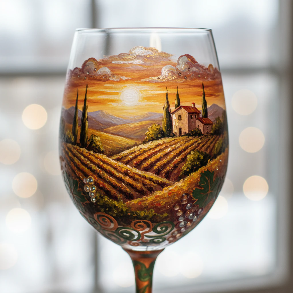 Artistic wine glass painting idea 76