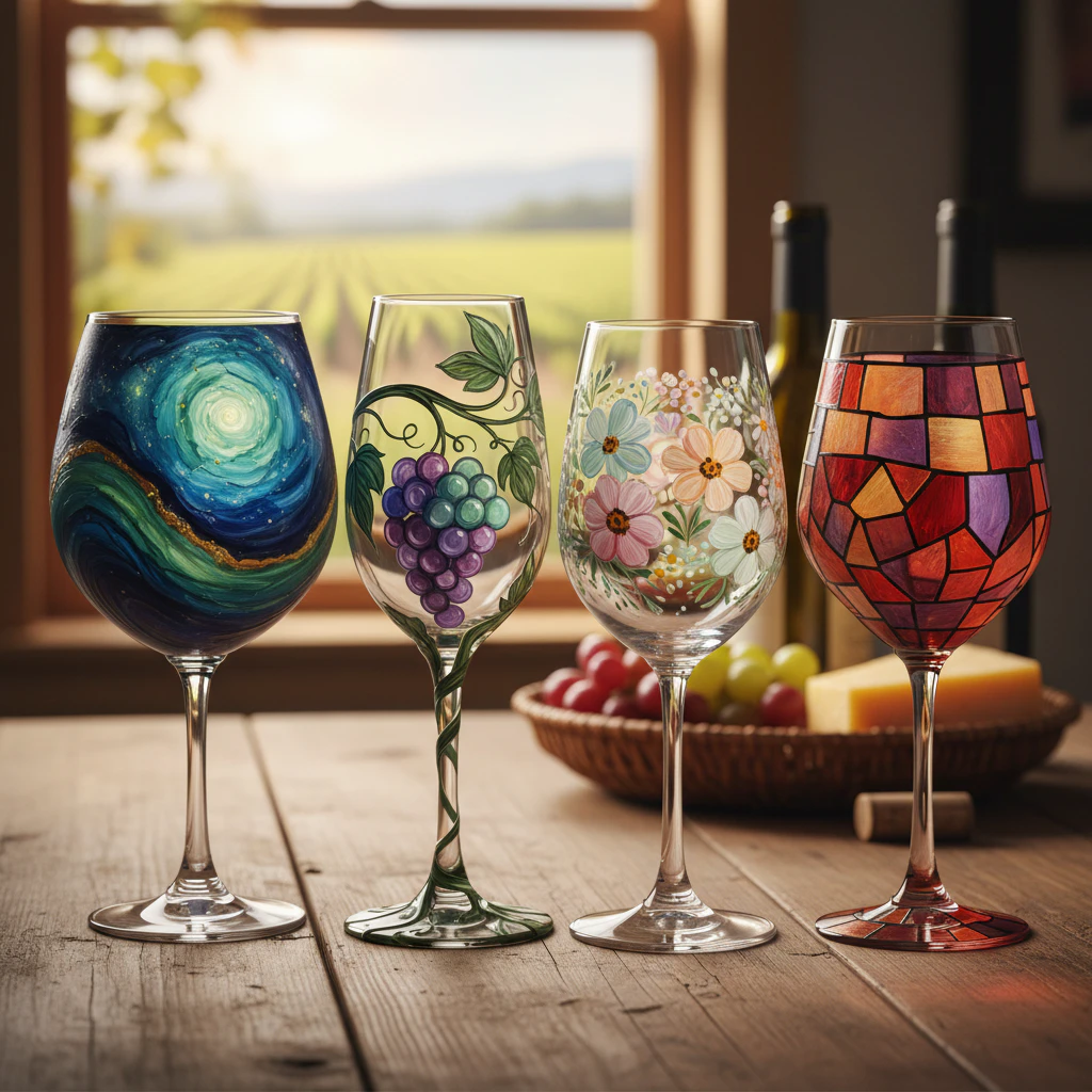 Artistic wine glass painting idea 77