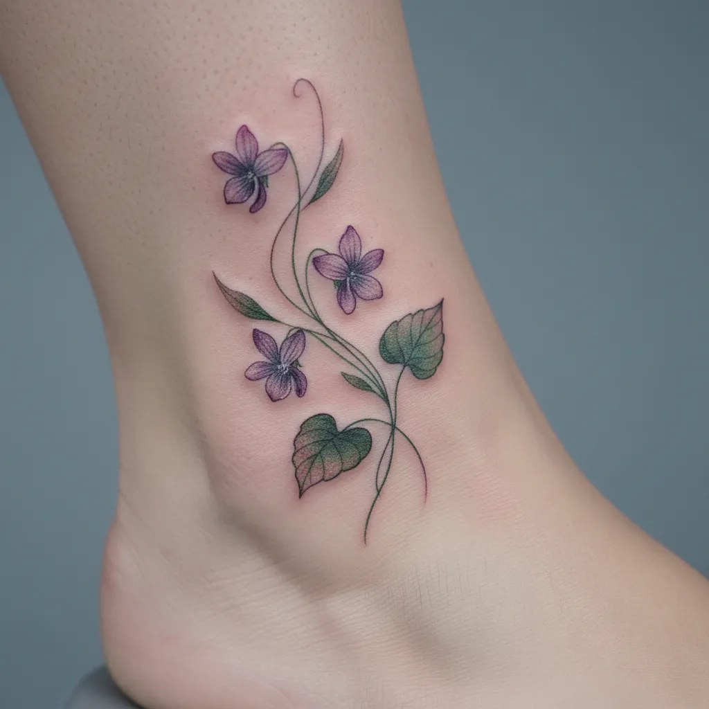 Delicate birth flower tattoo 13