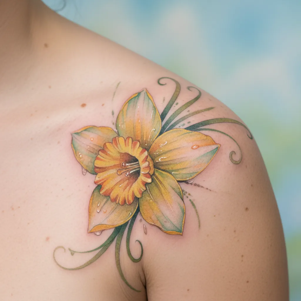 Delicate birth flower tattoo 14