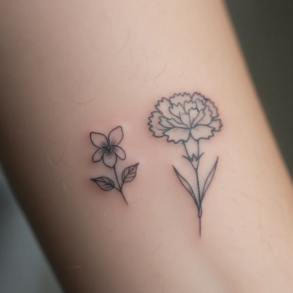 Delicate birth flower tattoo 15
