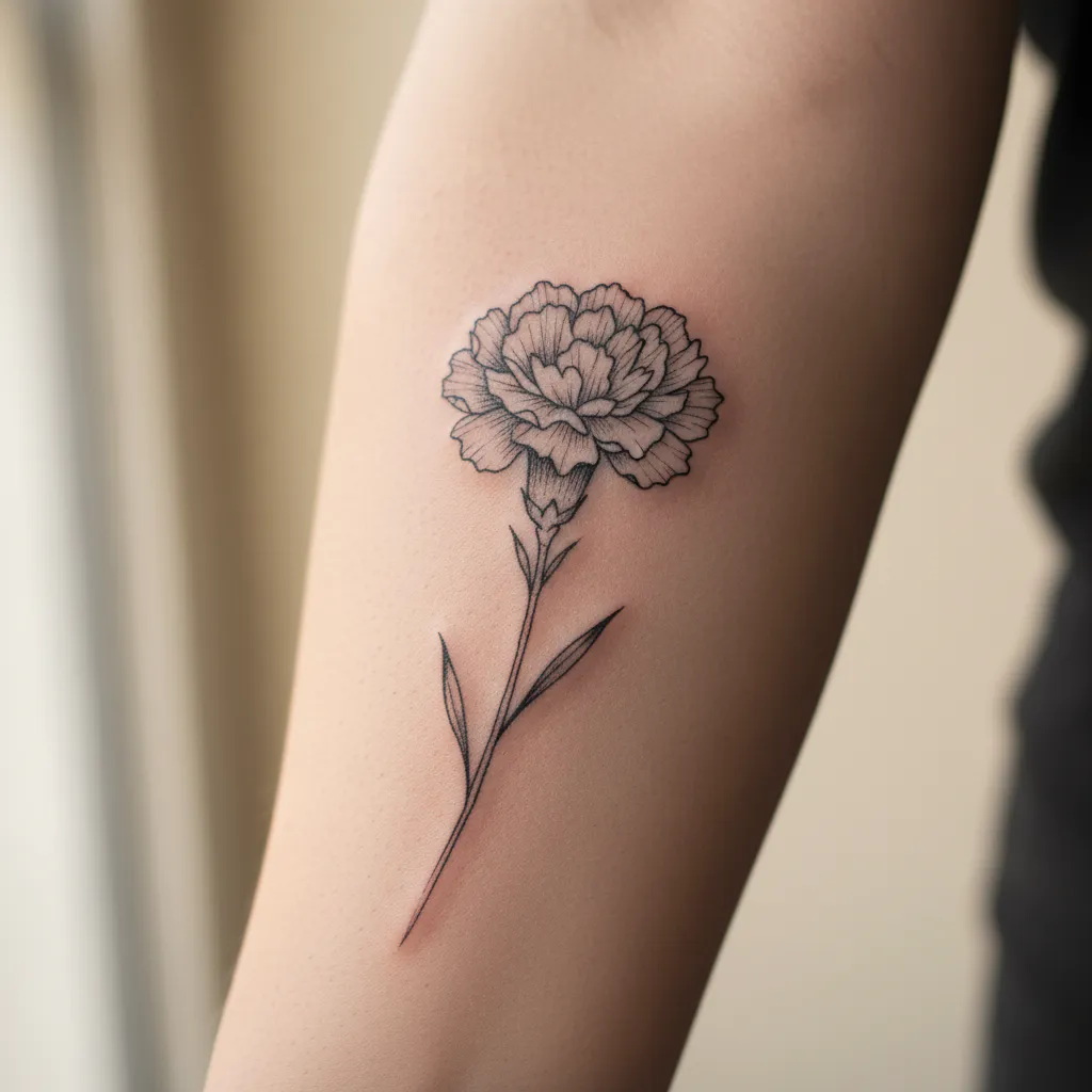Delicate birth flower tattoo 17