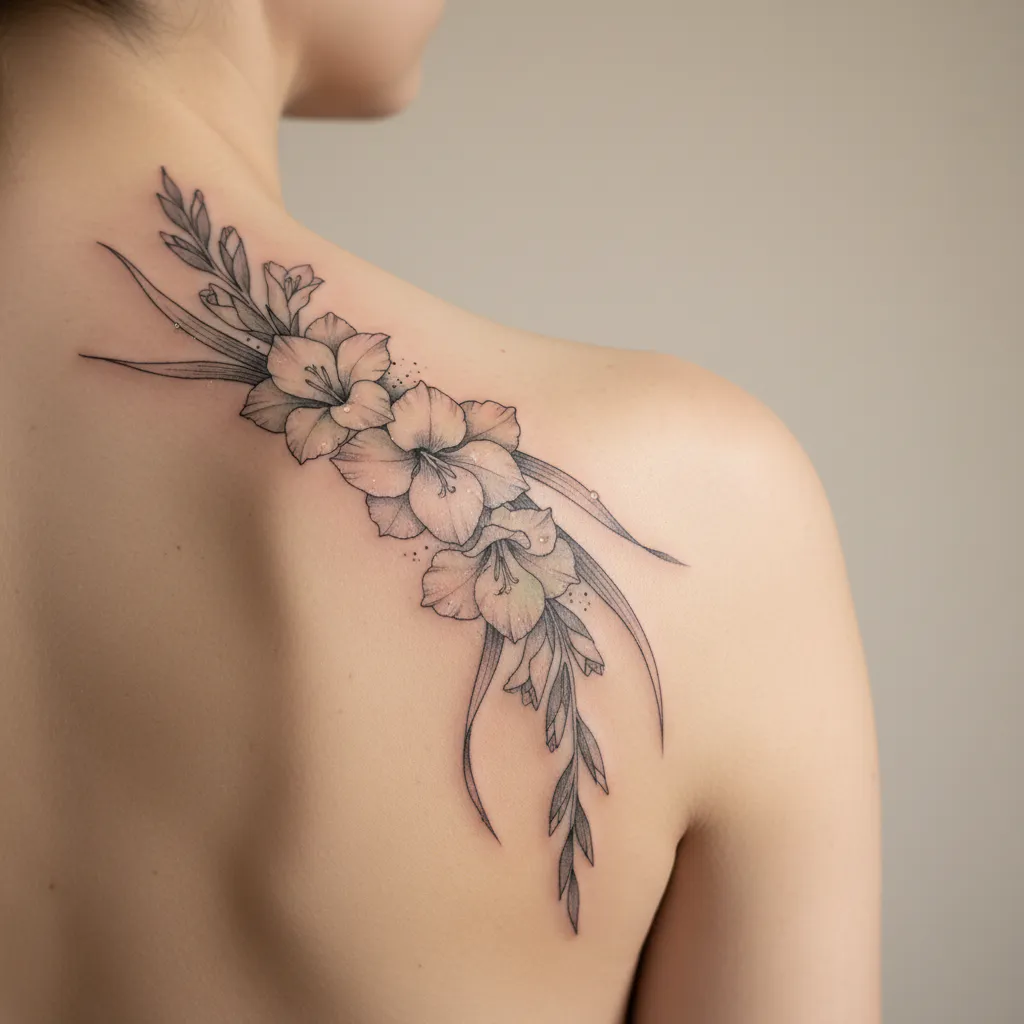 Delicate birth flower tattoo 19