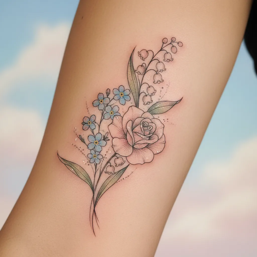 Delicate birth flower tattoo 21