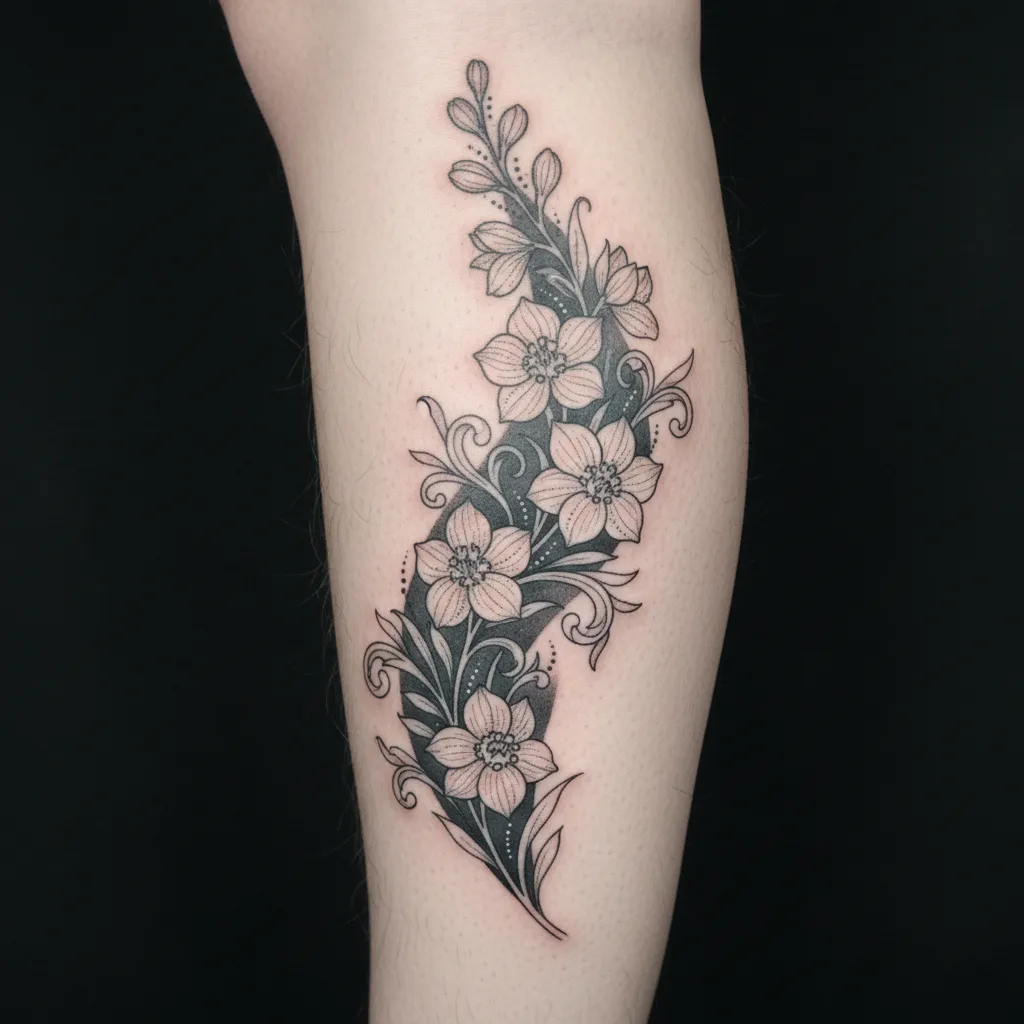 Delicate birth flower tattoo 23