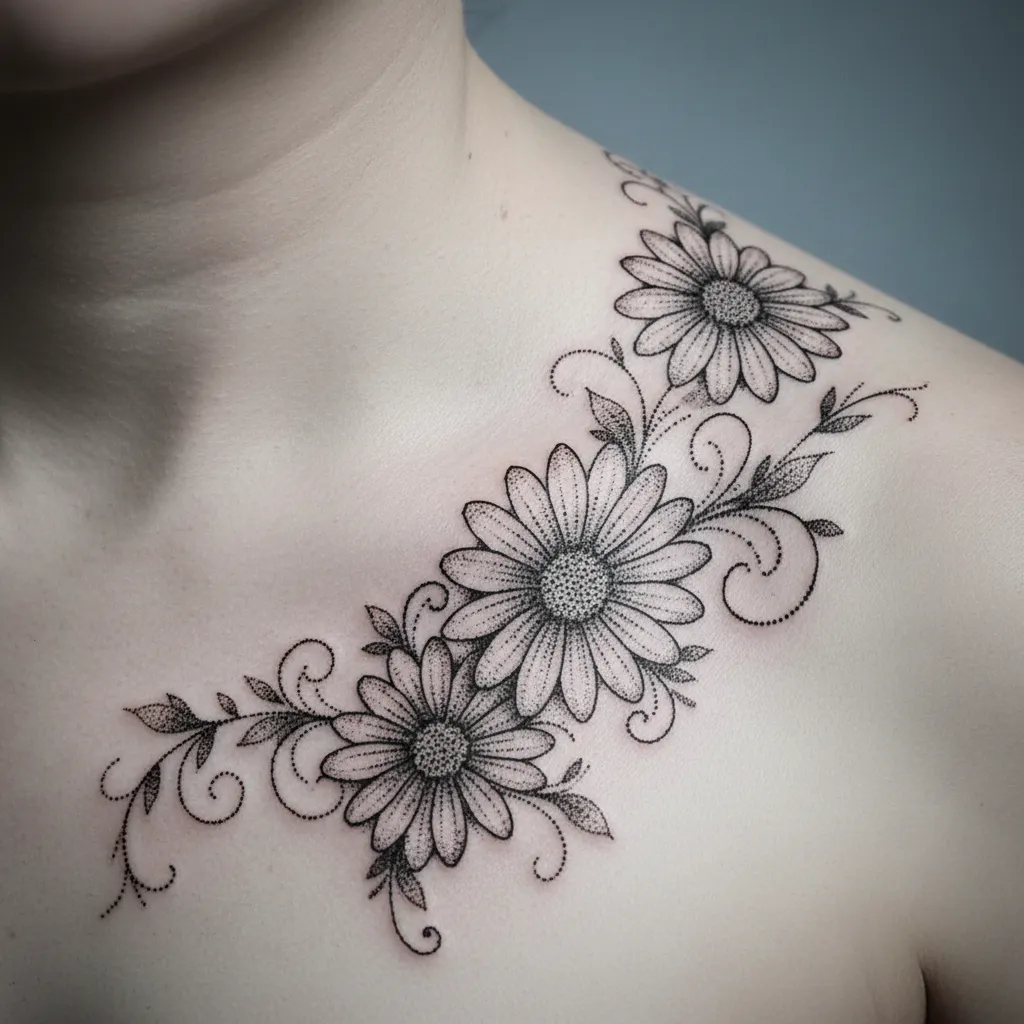 Delicate birth flower tattoo 24