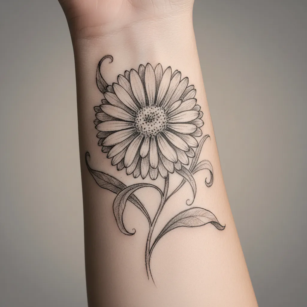 Delicate birth flower tattoo 27