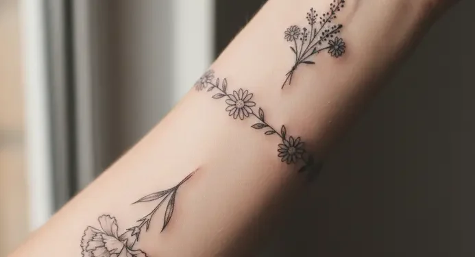 Delicate Birth Flower Tattoos