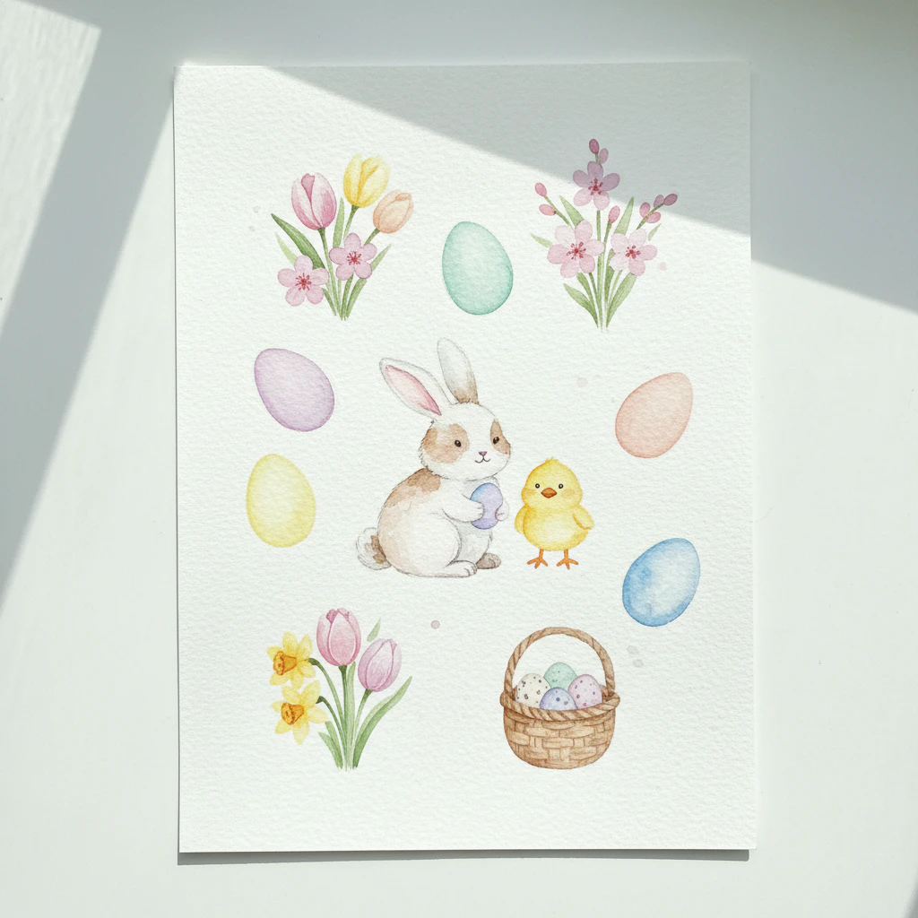 Easy Easter watercolor painting idea 41