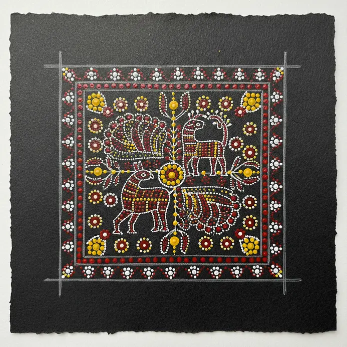 Pencil strokes form rectangular border guidelines along the edges of a blank white sketching paper.