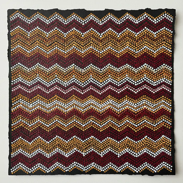 Sharp zigzagging black ink lines stack continuously to form a dense chevron pattern inside a designated zone.