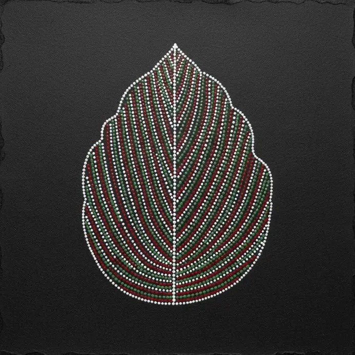 Dense parallel black ink lines perfectly fill one isolated petal section without touching the borders.