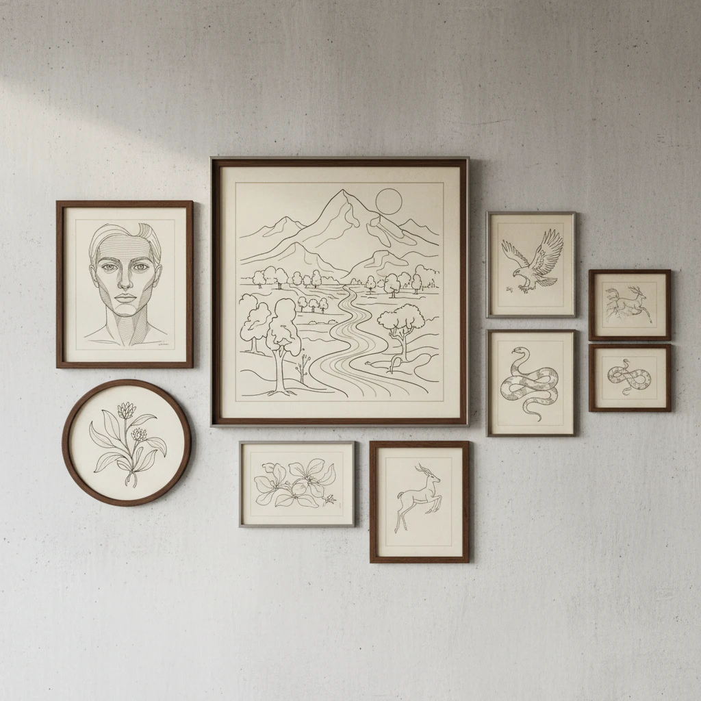 Examples of line drawing art 81