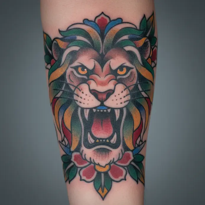 A tattoo after three weeks showing a cloudy, opaque layer over the design as new skin forms.