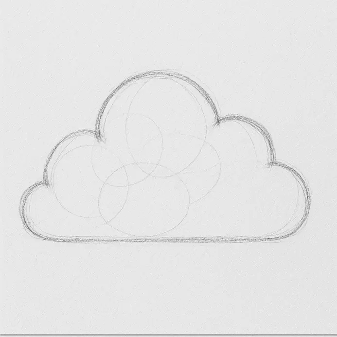 Drawing showing overlapping curved bumps extending from a base oval