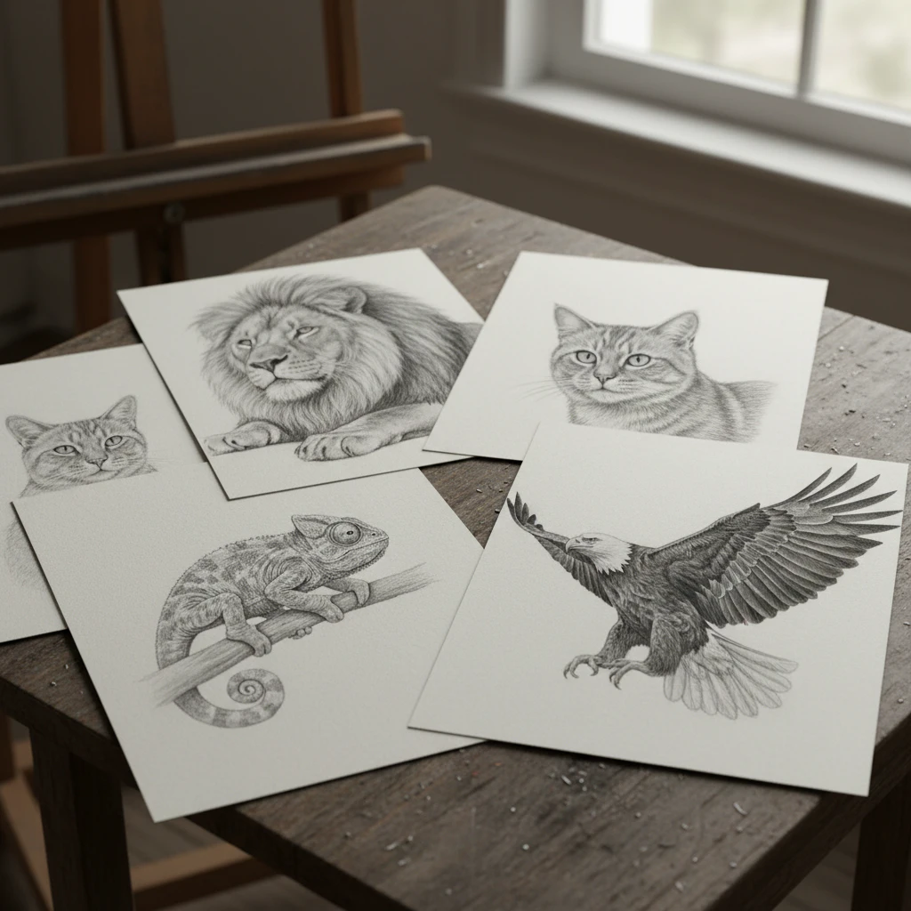 Realistic animal pencil drawing 59