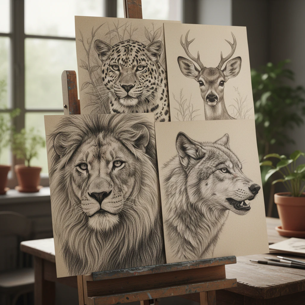 Realistic animal pencil drawing 67