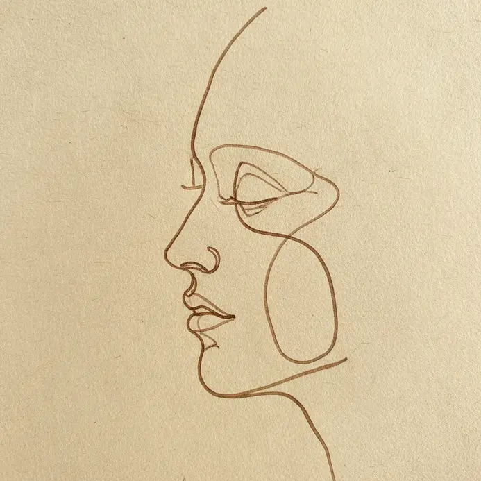 A simplified human profile silhouette formed from a few curved and angular lines.