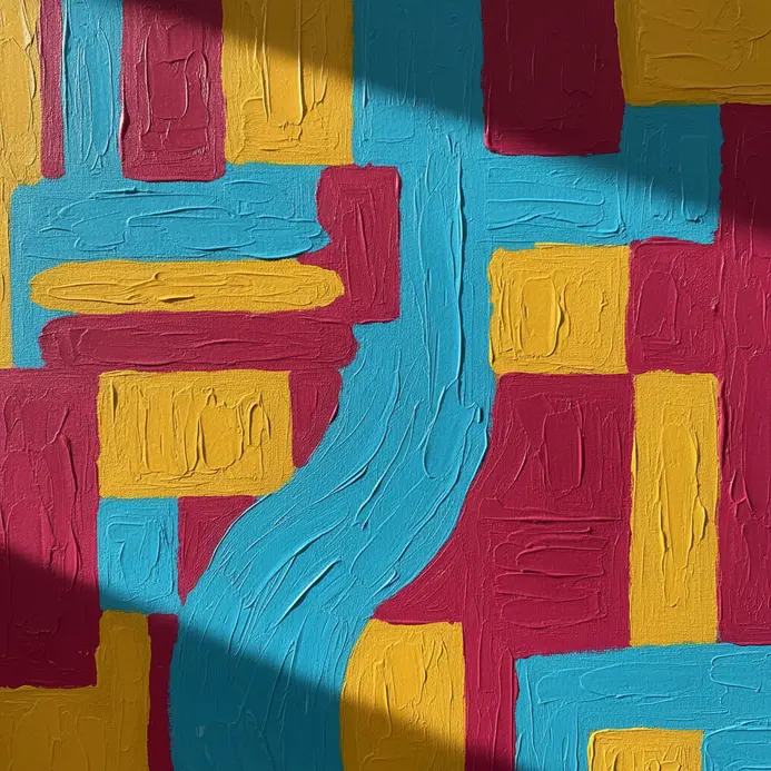 A vibrant illustration painted with opaque gouache, featuring crisp edges and solid blocks of color.