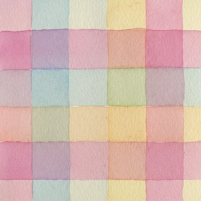 A grid of translucent pastel-colored squares layered over one another to build depth.