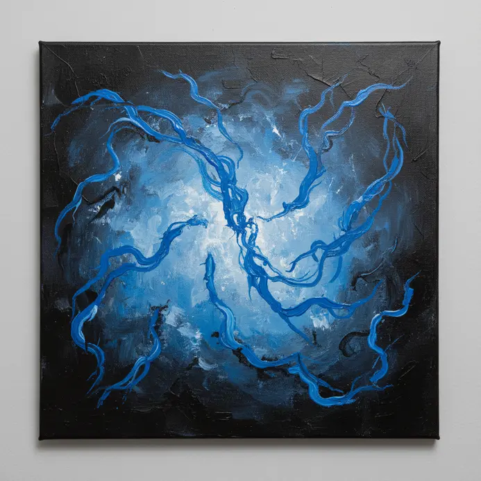 Light blue acrylic paint used to outline the edges of nebula clouds for added definition.