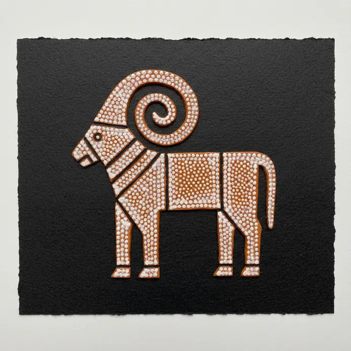 A clean, minimalist sketch of a bull or unicorn motif inspired by ancient terracotta Indus Valley seals.