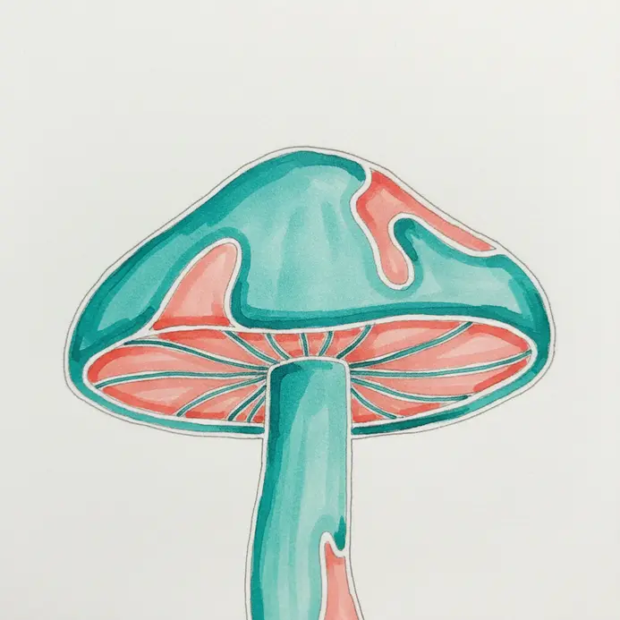 The outline of a mushroom cap has soft, undulating waves instead of a smooth curve.