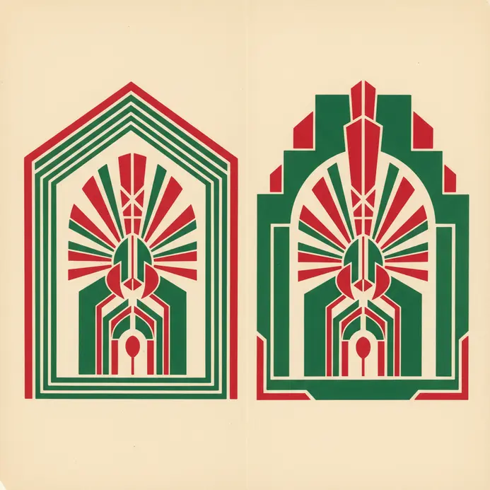 A vintage travel poster from the 1920s framed in a style with sharp, stepped molding.
